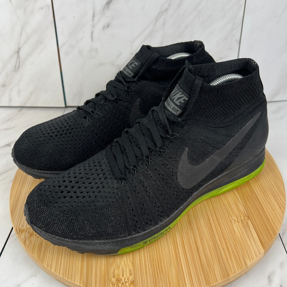 Nike Zoom All Out Flyknit Mens Size 10 Black Volt Running Shoes 844134-001 - Picture 3 of 12